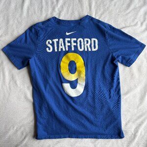 Matthew Stafford #9 LA Rams Blue Youth Jersey Shirt Size Large (14/16) Nike Tee